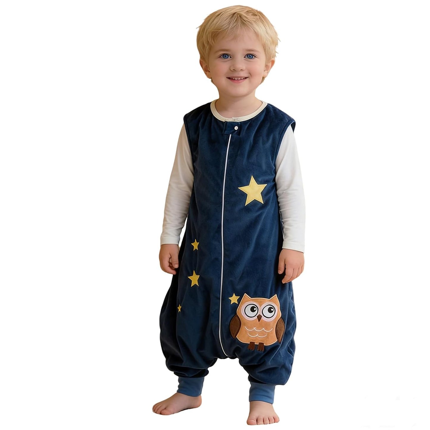 MICHLEY Baby Dark Blue Owl Sleeping Sack with Feet Wearable Blanket