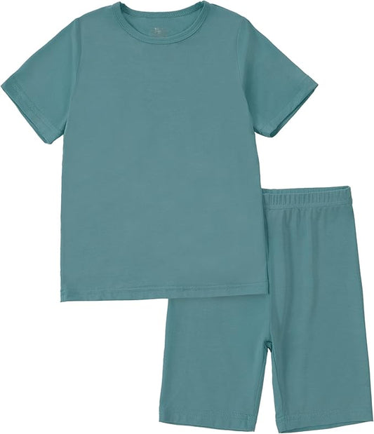 MICHLEY Kids Bamboo Viscose Pajamas Set Soft Stretchy Sleepwear (Green)