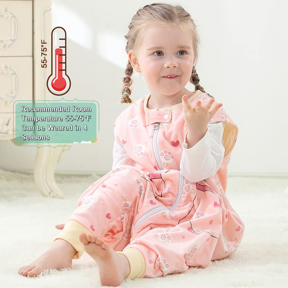 MICHLEY Pink Cat Toddler Wearable Blanket Winter Sleeveless Sleep Sack Paws Print