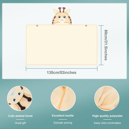 MICHLEY Giraffe Hooded Baby Towel Soft Cotton Kids Swim Robe 31.5"x53"