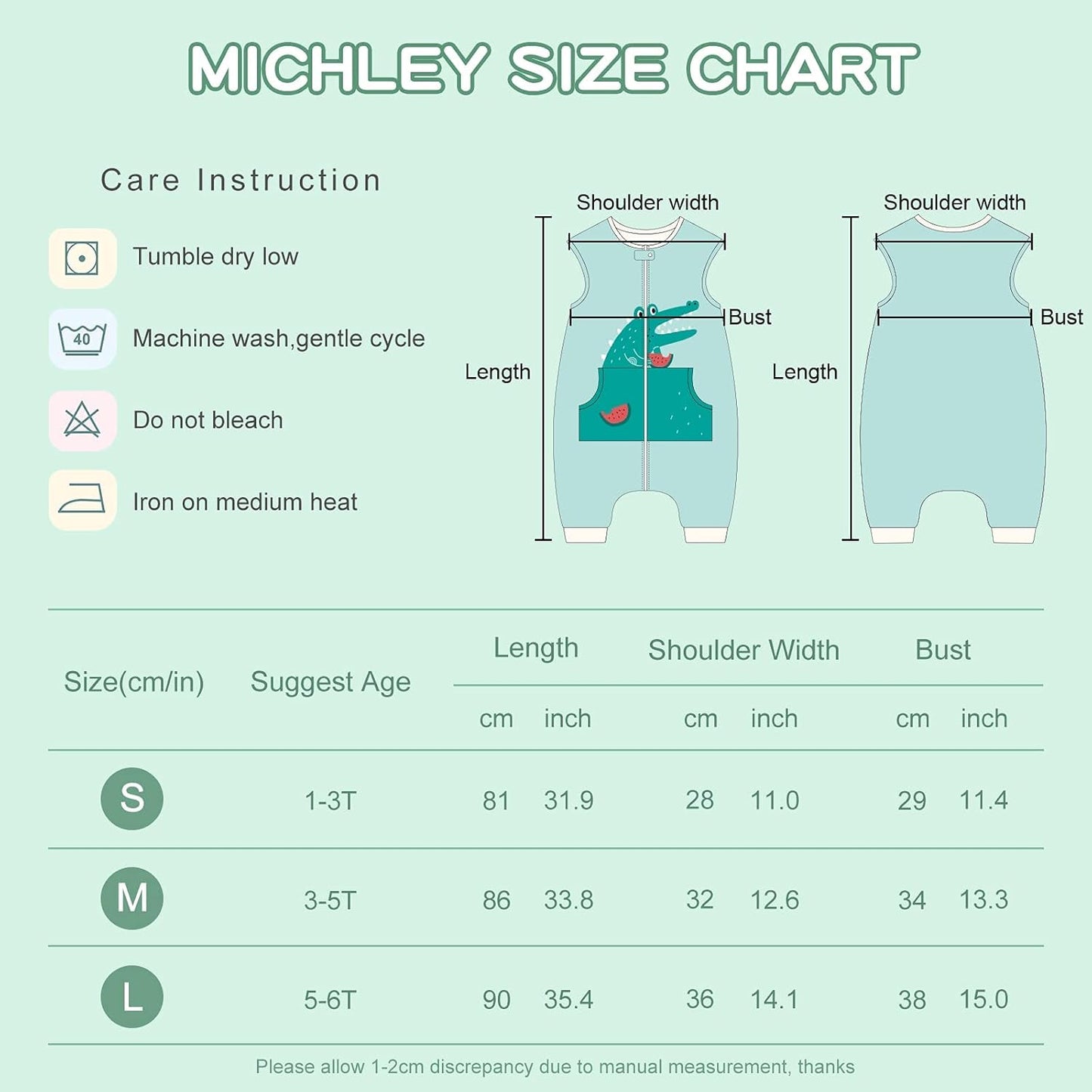 MICHLEY Cyan Crocodile Toddler Wearable Blanket with Feet Winter Sleeveless Sleep Sack