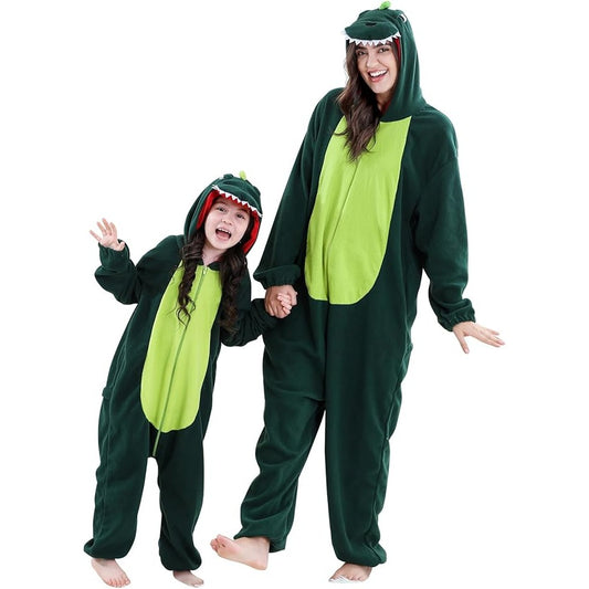 MICHLEY Green Dinosaur One-Piece Pajamas Soft Polar Fleece Cosplay Costume