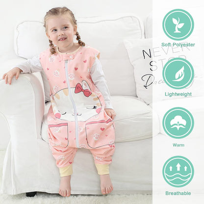 MICHLEY Pink Cat Toddler Wearable Blanket Winter Sleeveless Sleep Sack Paws Print