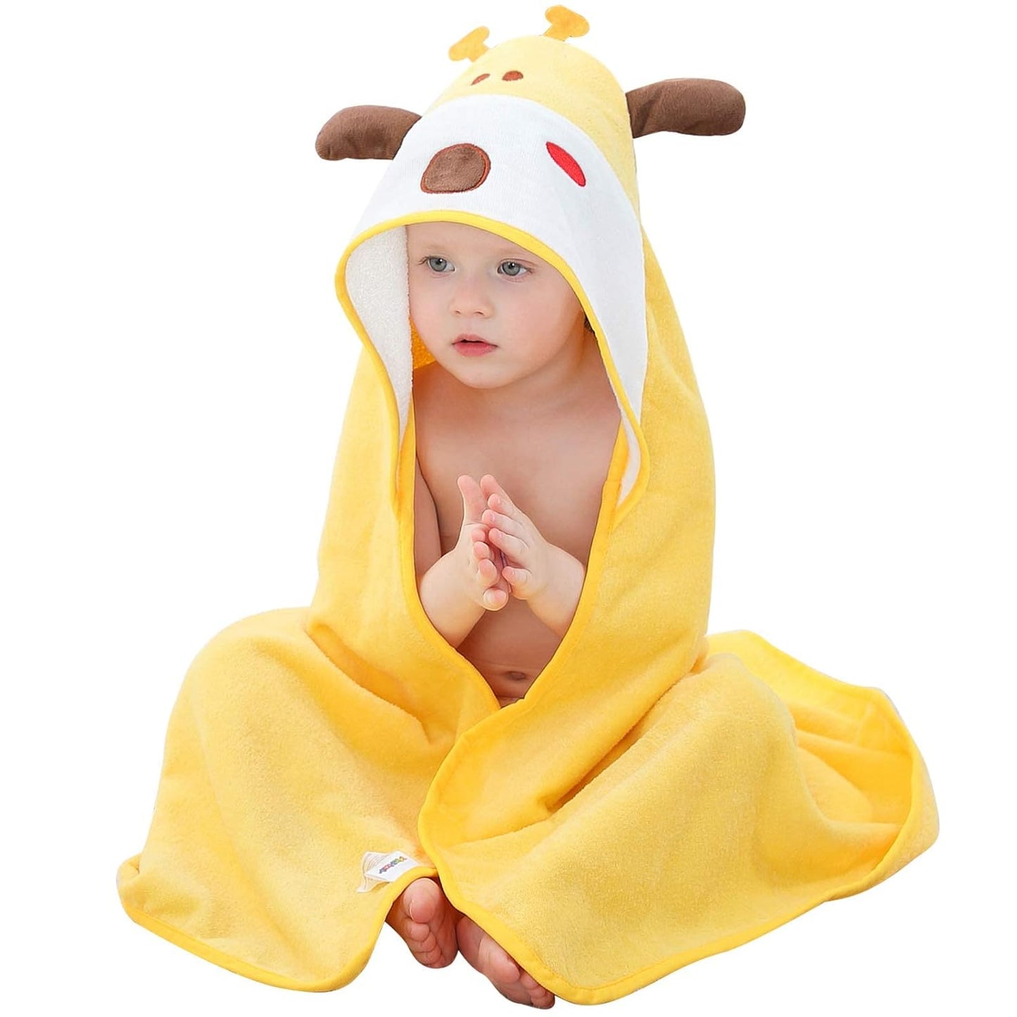 MICHLEY Giraffe Baby Bathrobe Safari Animal Hooded Cotton Towel Robe
