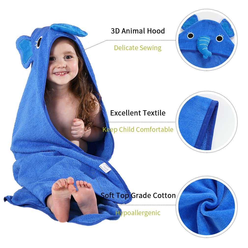 MICHLEY Baby Elephant Hooded Bathrobe Soft Cotton Towel Robe