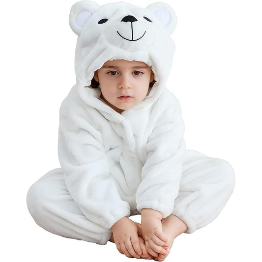 MICHLEY Baby Polar White Bear Hooded Romper Soft Flannel Animal Costume