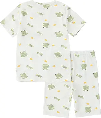 MICHLEY Kids Bamboo Viscose Pajamas Set Soft Stretchy Sleepwear (Frog)
