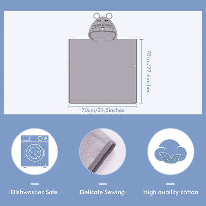 MICHLEY Kids Grey Mouse Hooded Bath Poncho Soft Cotton Towel Cape