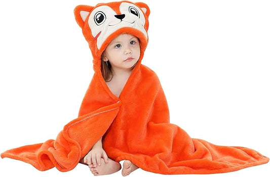 MICHLEY Baby Fox Hooded Swaddling Blanket Soft Winter Warm Throw