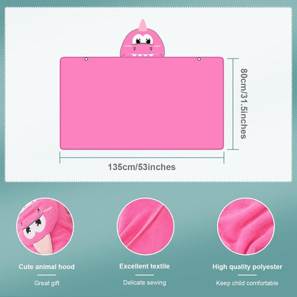 MICHLEY Pink Dinosaur Hooded Baby Towel Kids Swim Robe 31.5"x53"