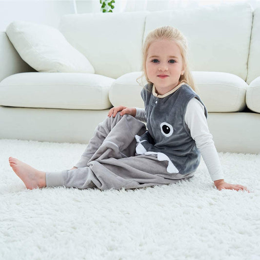 MICHLEY Baby Grey Cartoon Eyes Sleeping Sack with Feet Wearable Blanket