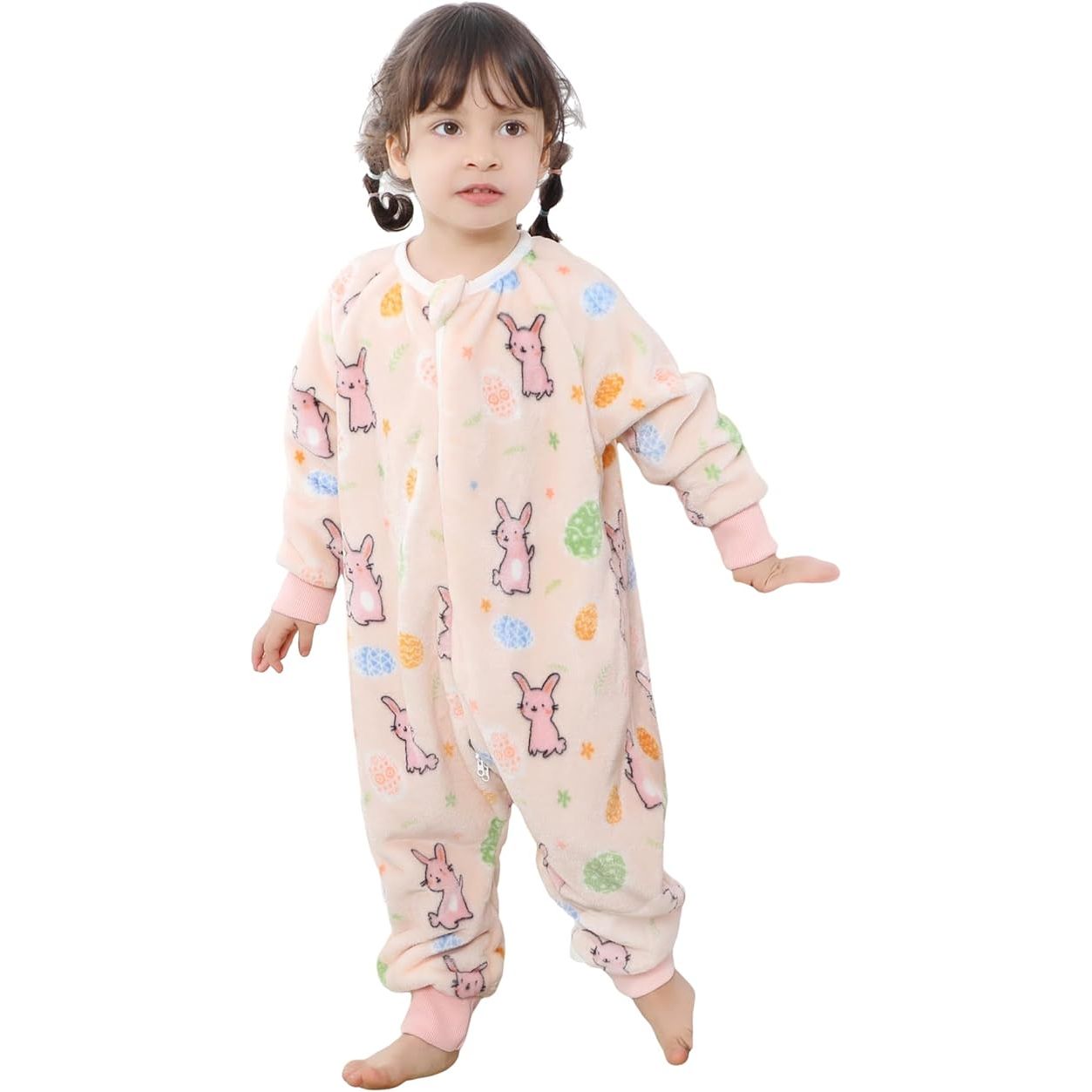 MICHLEY Kids Little Rabbit Sleeping Bag – Flannel Wearable Pajamas for Toddlers