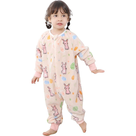 MICHLEY Kids Little Rabbit Sleeping Bag – Flannel Wearable Pajamas for Toddlers