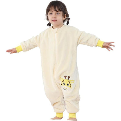 MICHLEY Kids Giraffe Sleeping Bag – Flannel Safari Animal Pajamas with Legs