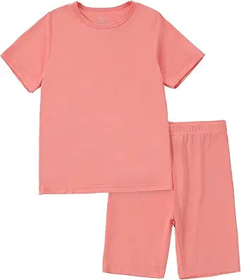 MICHLEY Kids Bamboo Viscose Pajamas Set Soft Stretchy Sleepwear (Pink)