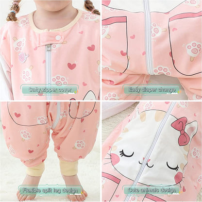 MICHLEY Pink Cat Toddler Wearable Blanket Winter Sleeveless Sleep Sack Paws Print