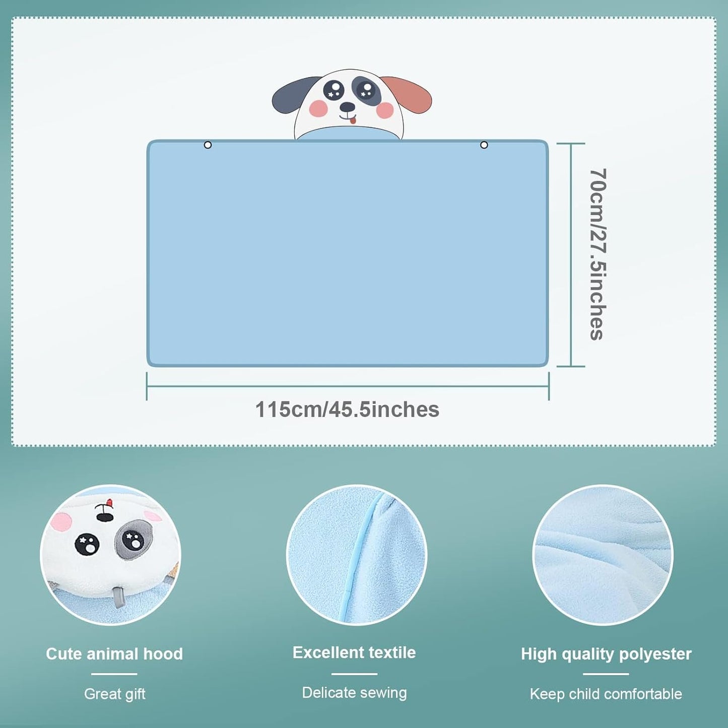 MICHLEY Dog Hooded Baby Towel Soft Cotton Swim Bathrobe 31.5"x53"