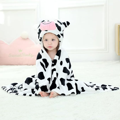MICHLEY Baby Cow Hooded Swaddling Blanket Soft Winter Warm Throw