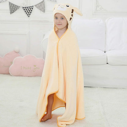 MICHLEY Giraffe Hooded Baby Towel Soft Cotton Kids Swim Robe 31.5"x53"