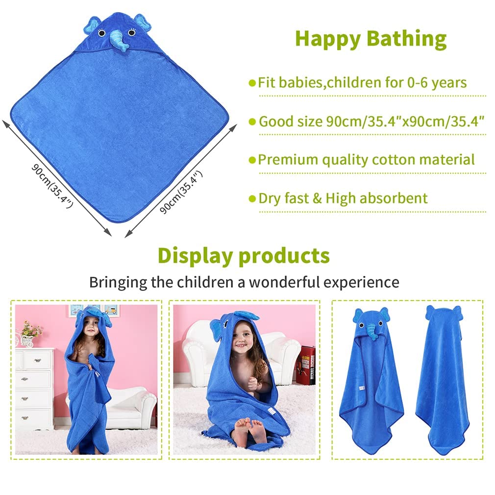 MICHLEY Baby Elephant Hooded Bathrobe Soft Cotton Towel Robe