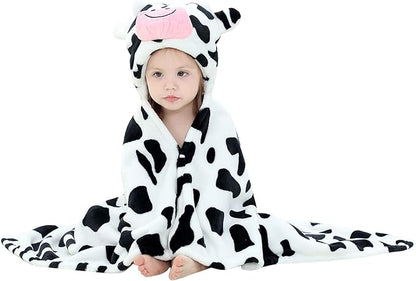 MICHLEY Baby Cow Hooded Swaddling Blanket Soft Winter Warm Throw