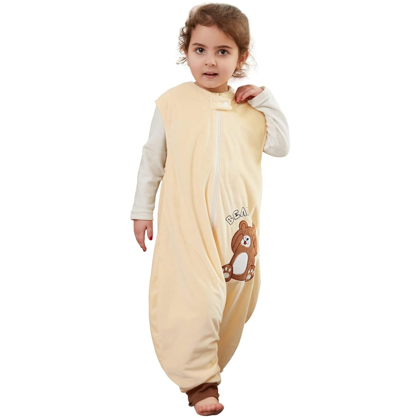 MICHLEY Bear Toddler Sleeveless Sleeping Bag Winter Warm Polyester Wearable Blanket