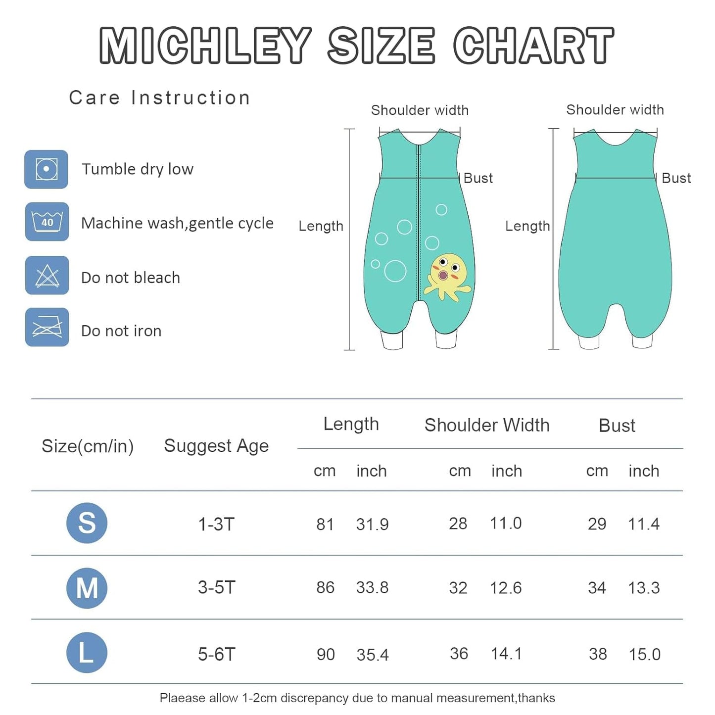 MICHLEY Baby Green Octopus Sleeping Sack with Feet Sleeveless Wearable Blanket