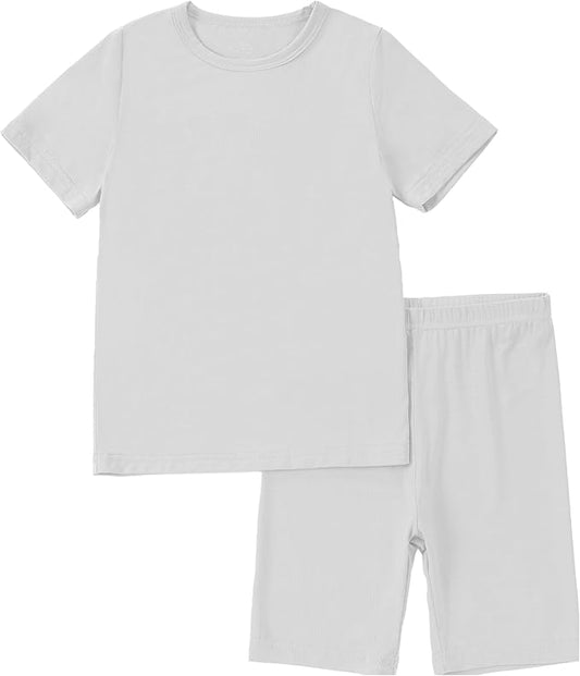 MICHLEY Kids Bamboo Viscose Pajamas Set Soft Stretchy Sleepwear (Grey)