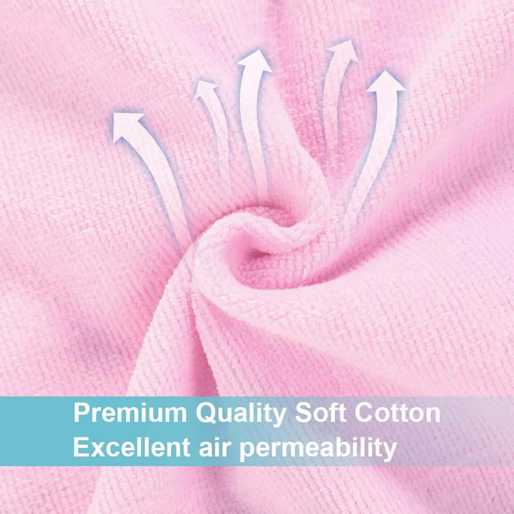 MICHLEY Baby Pink Fox Hooded Bathrobe Soft Cotton Towel Robe