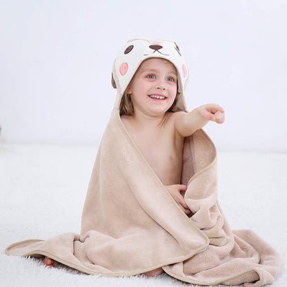 MICHLEY Light Brown Dog Hooded Baby Towel Soft Cotton Swim Robe 31.5"x53"
