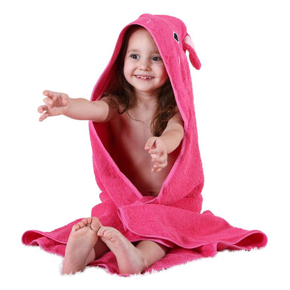 MICHLEY Baby Rose Pink Bunny Hooded Bathrobe Soft Cotton Towel Robe