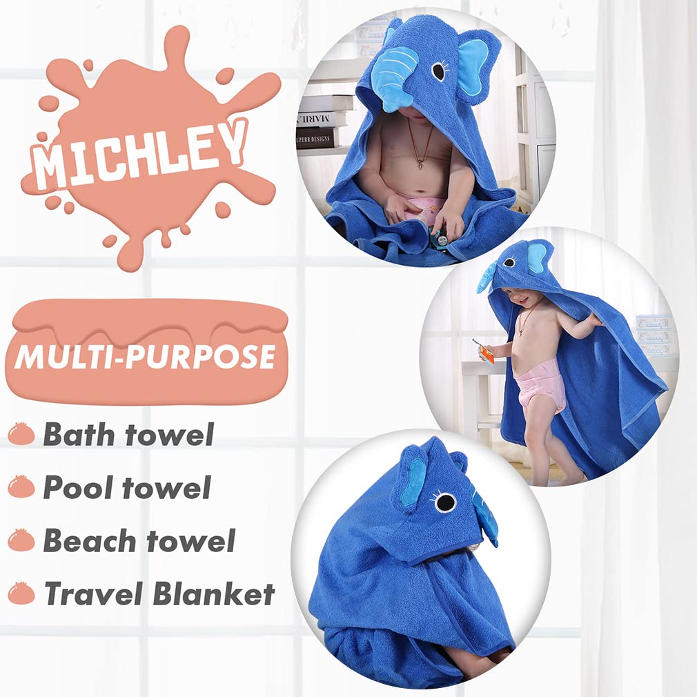 MICHLEY Baby Elephant Hooded Bathrobe Soft Cotton Towel Robe