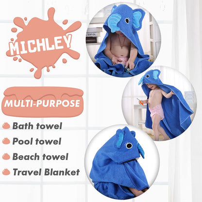 MICHLEY Baby Elephant Hooded Bathrobe Soft Cotton Towel Robe
