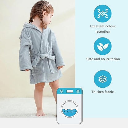MICHLEY Baby Shark Hooded Bathrobe Soft Cotton Towel Robe