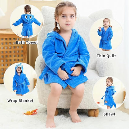 MICHLEY Baby Shark Hooded Bathrobe Soft Cotton Towel Robe