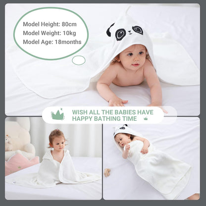 MICHLEY Panda Bamboo Viscose Baby Hooded Towel Ultra-Soft