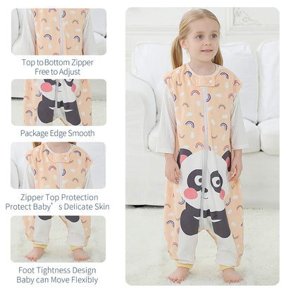 MICHLEY Baby Rainbow Panda Sleeping Sack with Feet Sleeveless Wearable Blanket