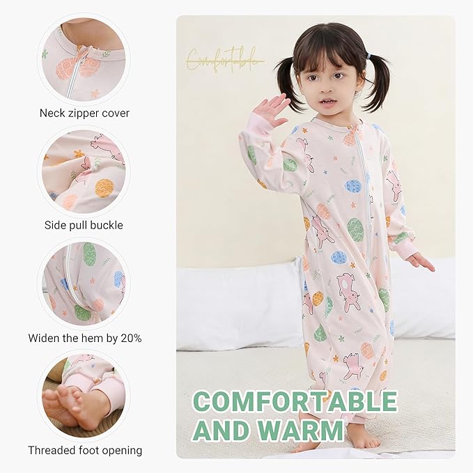 MICHLEY Pink Cute Bunny Toddler Long Sleeve Cotton Sleeping Bag