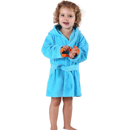 MICHLEY Baby Dinosaur Hooded Bathrobe Soft Cotton Towel Robe