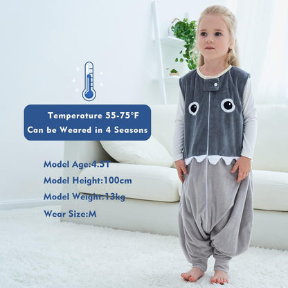 MICHLEY Baby Grey Cartoon Eyes Sleeping Sack with Feet Wearable Blanket