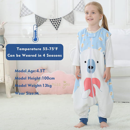 MICHLEY Baby Polar Bear Sleeping Sack with Feet Wearable Blanket