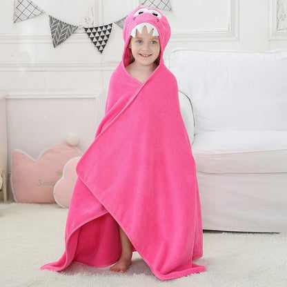 MICHLEY Pink Dinosaur Hooded Baby Towel Kids Swim Robe 31.5"x53"