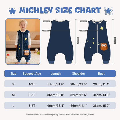 MICHLEY Baby Dark Blue Owl Sleeping Sack with Feet Wearable Blanket