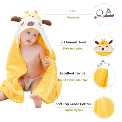 MICHLEY Giraffe Baby Bathrobe Safari Animal Hooded Cotton Towel Robe