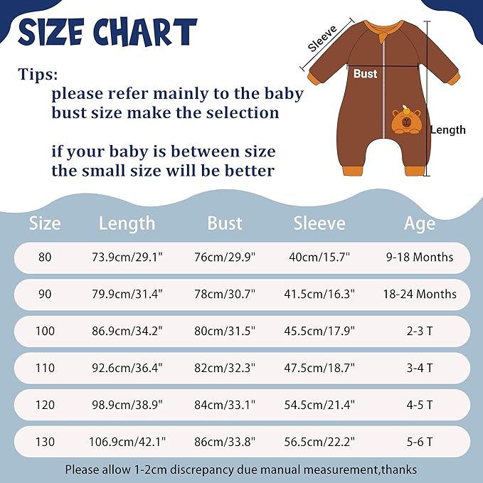MICHLEY Brown Capybara Toddler Flannel Sleep Bag with Feet