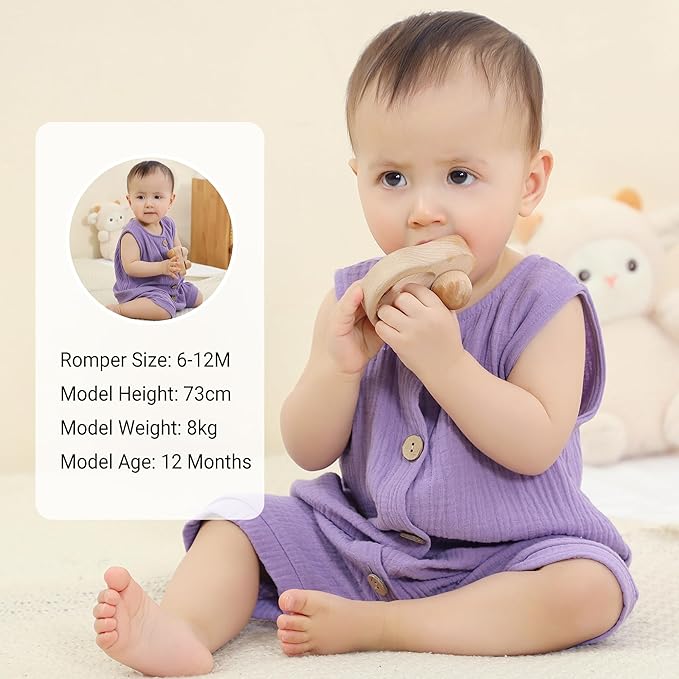 MICHLEY Baby Sleeveless Summer Cotton Romper Unisex Toddler Jumpsuit (Purple)