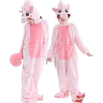 MICHLEY Kids Pink Unicorn Animal Cosplay Costume Soft Flannel Romper