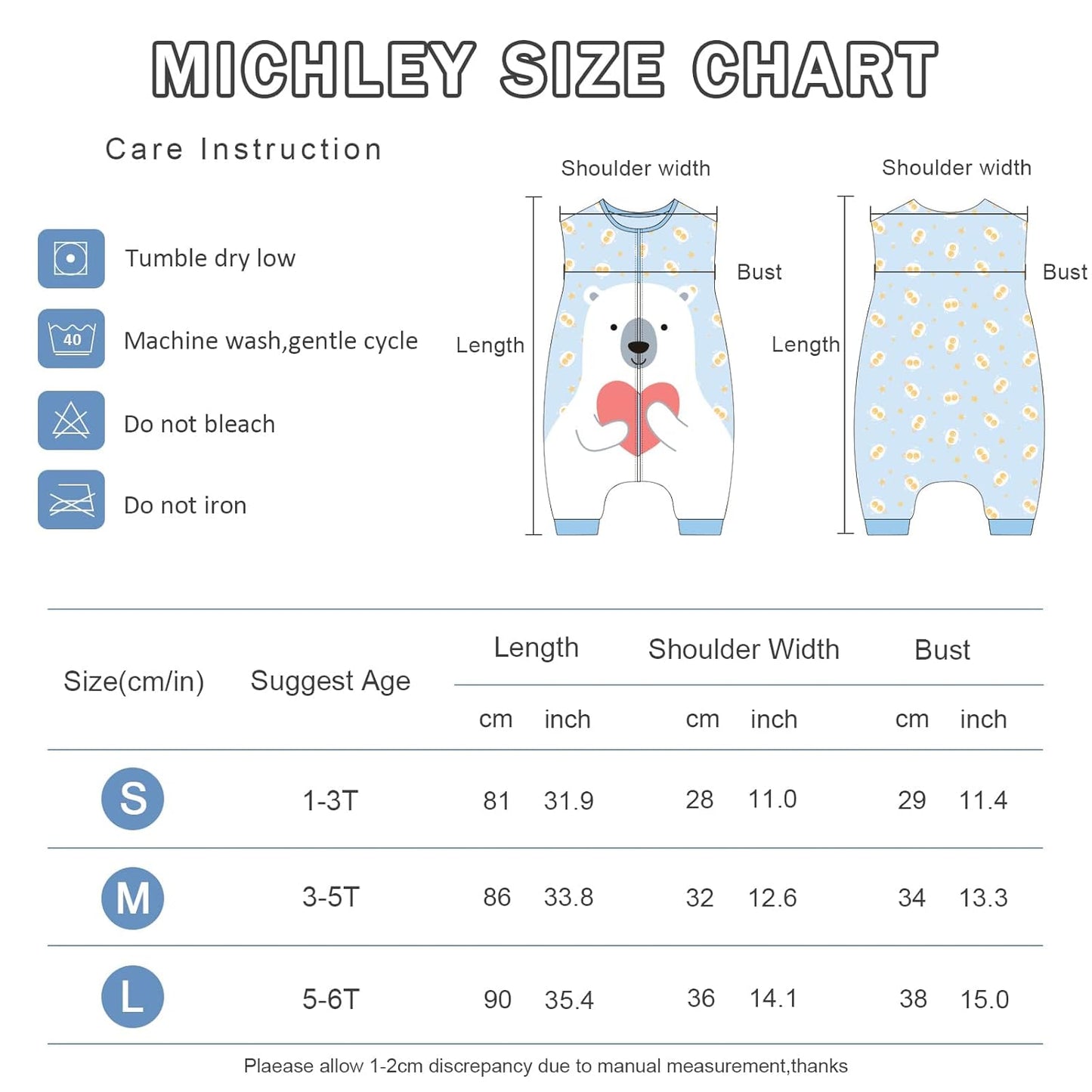 MICHLEY Baby Polar Bear Sleeping Sack with Feet Wearable Blanket