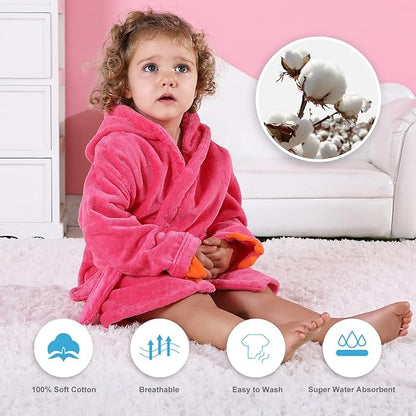 MICHLEY Baby Dinosaur Hooded Bathrobe Soft Cotton Towel Robe
