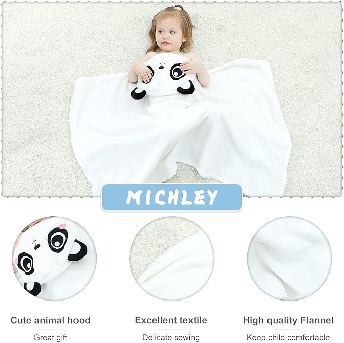 MICHLEY Panda Hooded Baby Swaddling Blanket Soft Winter Plush Throw